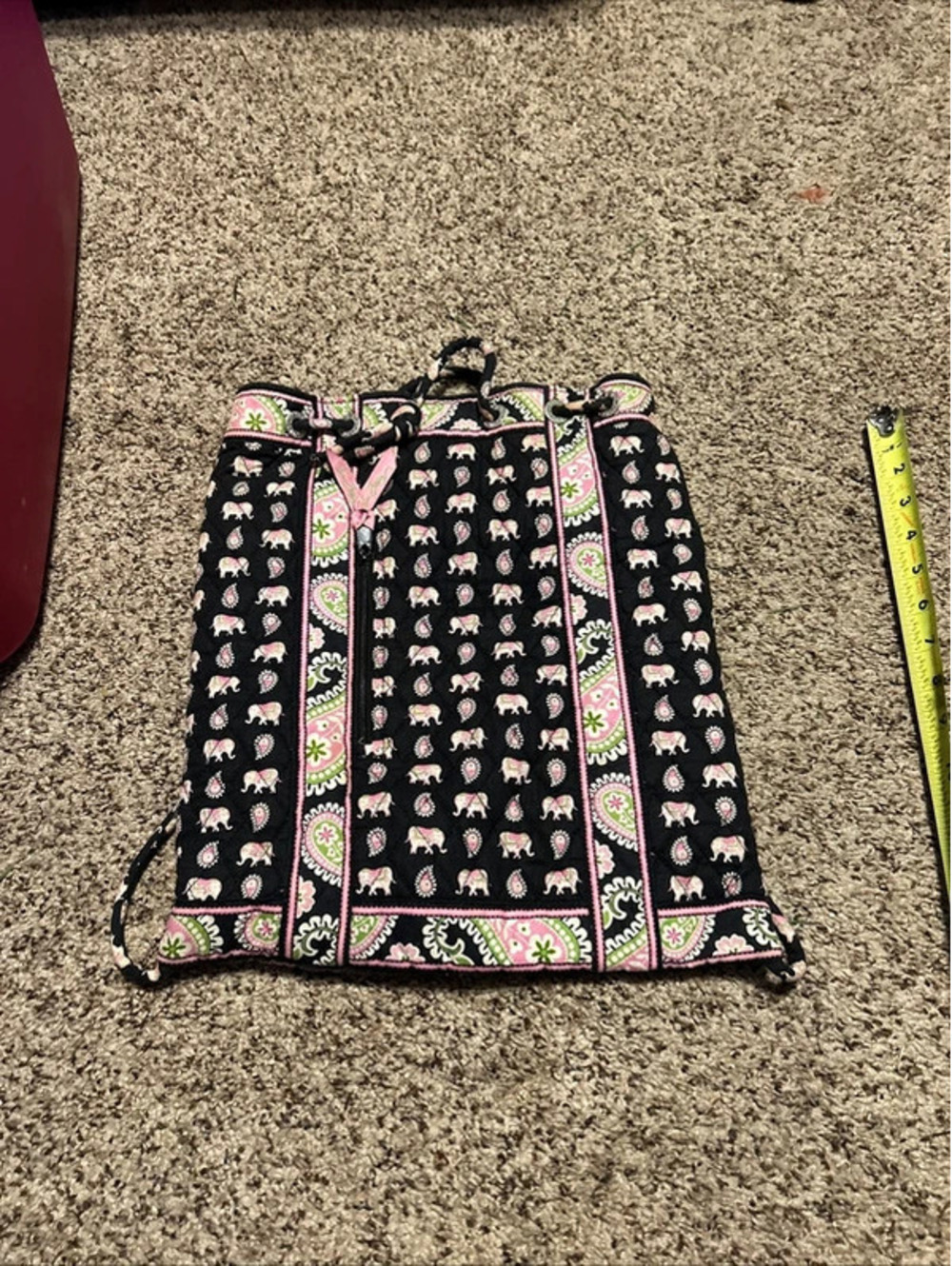 Vera Bradley back sack pink elephants retired
